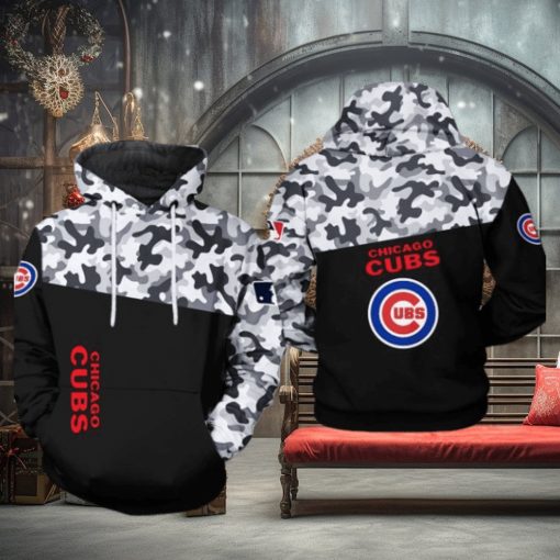 Chicago Cubs MLB Camo Veteran 3D Printed Hoodie