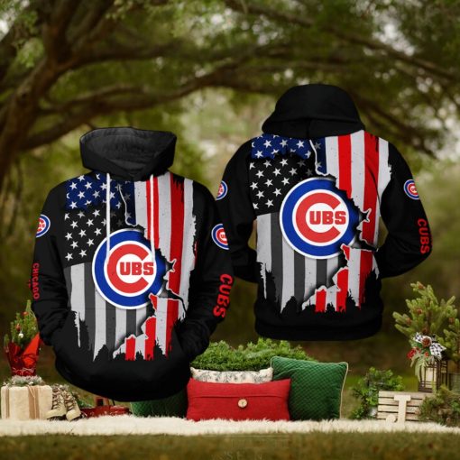 Chicago Cubs MLB US Flag 3D Printed Hoodie