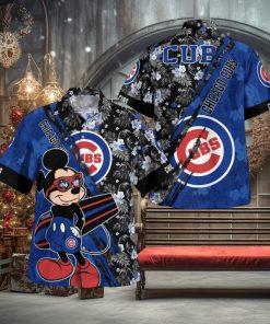 Chicago Cubs Mickey Mouse Floral Short Sleeve Hawaii Shirt