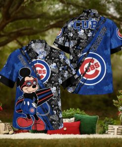 Chicago Cubs Mickey Mouse Floral Short Sleeve Hawaii Shirt