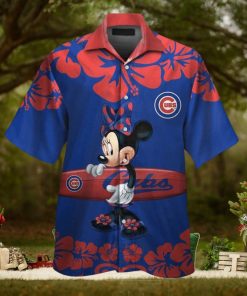 Chicago Cubs Minnie Mouse Short Sleeve Button Up Tropical Hawaiian Shirt