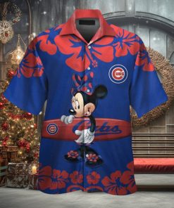 Chicago Cubs Minnie Mouse Short Sleeve Button Up Tropical Hawaiian Shirt