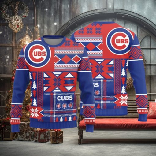 Chicago Cubs Teams Snowflakes Pattern Knitted Sweater For Christmas