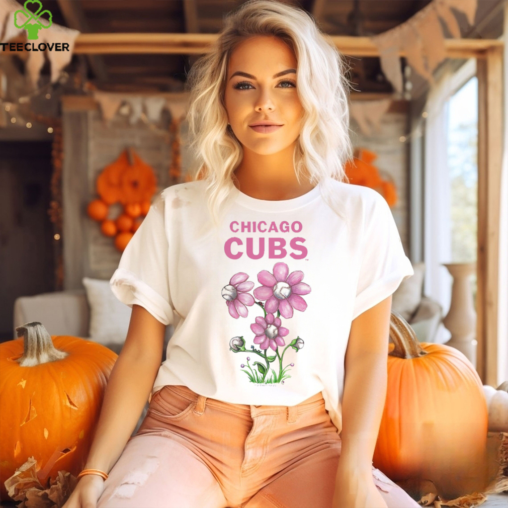 Toddler Tiny Turnip White Chicago Cubs Blooming Baseballs T-Shirt