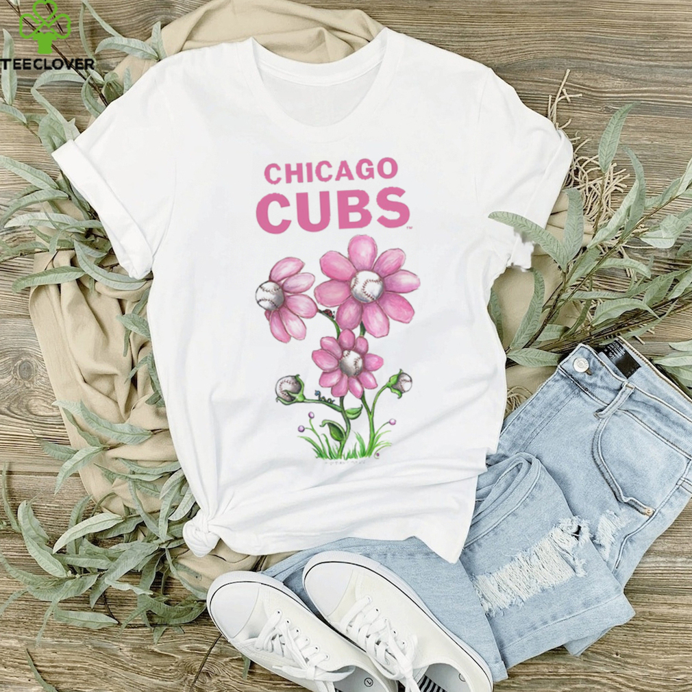 Toddler Tiny Turnip White Chicago Cubs Blooming Baseballs T-Shirt