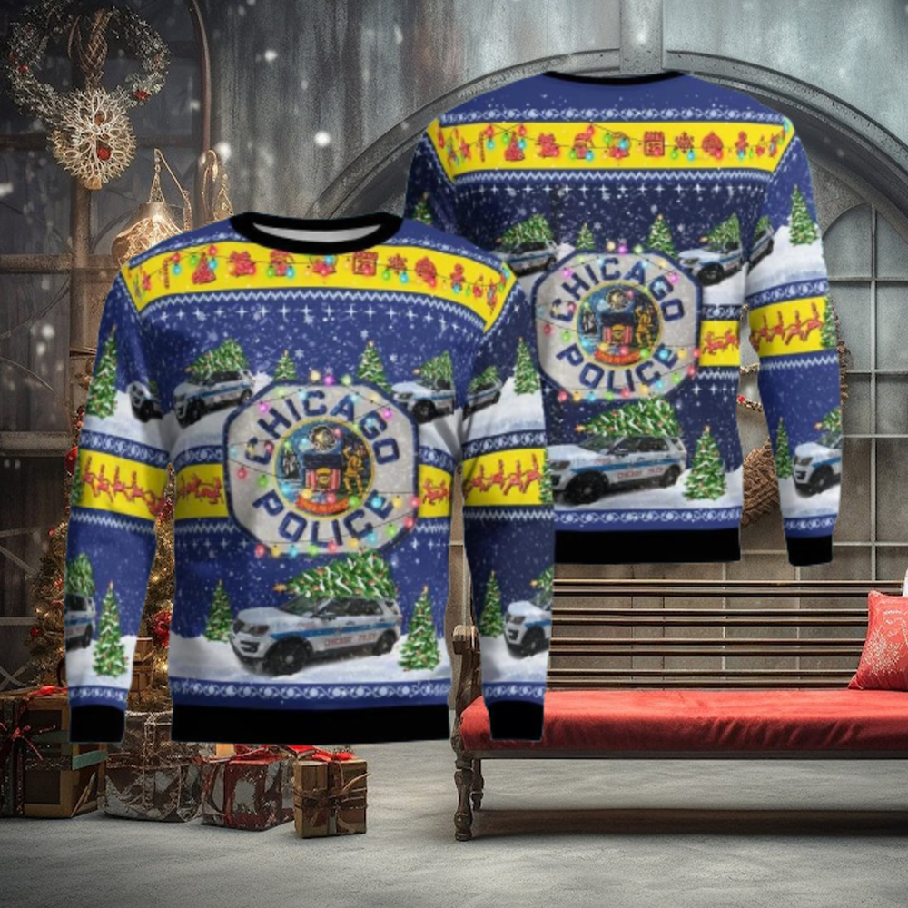 Chicago Police Ford Police Interceptor Utility Christmas Aop Ugly Sweater 3D Gift For Men And Women Chicago Police Ford Police Interceptor Utility Christmas Aop Ugly Sweater 3D Gift For Men And Women