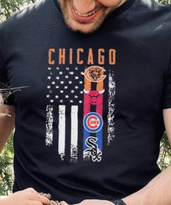 Chicago Sport Team Logo American Flag Shirt