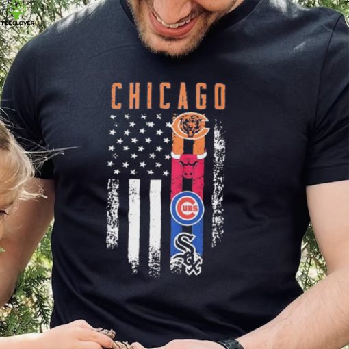 Chicago Sport Team Logo American Flag Shirt