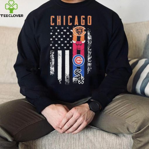 Chicago Sport Team Logo American Flag Shirt