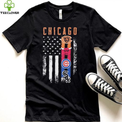 Chicago Sport Team Logo American Flag Shirt