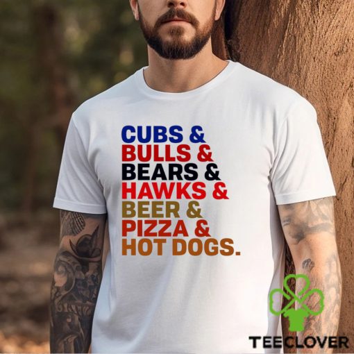 Chicago Staples Cubs and Bulls and Bears and Hawks and Beer and Pizza and Hot Dogs hoodie, sweater, longsleeve, shirt v-neck, t-shirt