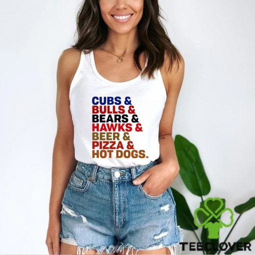 Chicago Staples Cubs and Bulls and Bears and Hawks and Beer and Pizza and Hot Dogs hoodie, sweater, longsleeve, shirt v-neck, t-shirt