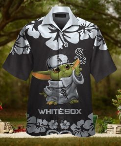 Chicago White Sox Baby Yoda Short Sleeve Button Up Tropical Hawaiian Shirt