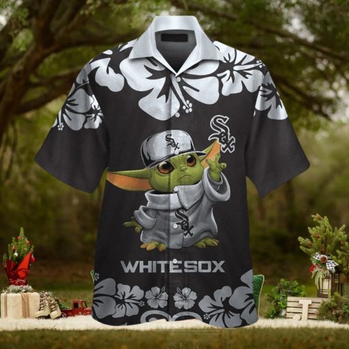 Chicago White Sox Baby Yoda Short Sleeve Button Up Tropical Hawaiian Shirt