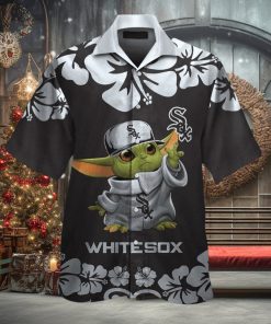 Chicago White Sox Baby Yoda Short Sleeve Button Up Tropical Hawaiian Shirt