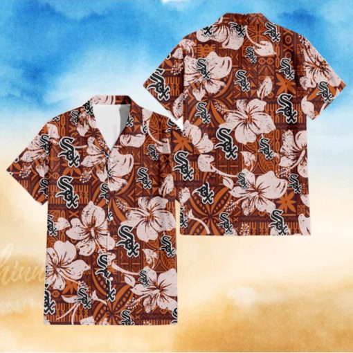 Chicago White Sox Bisque Hibiscus Brown Pattern 3D Hawaiian Shirt Gift For Fans