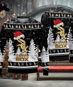 Chicago White Sox Golden Logo Santa Hat Ugly Christmas 3D Sweater For Fans