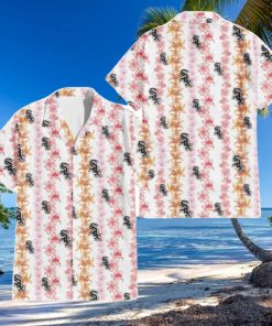 Chicago White Sox Pink Hibiscus Yellow Pink Orchid White Background 3D Hawaiian Shirt Gift For Fans