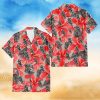 Toronto Blue Jays Tiny White Hibiscus Pattern Red Background 3D Hawaiian Shirt Gift For Fans