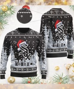 Chicago White Sox Symbol Wearing Santa Claus Hat Ho Ho Ho 3D Custom Name Ugly Christmas Sweater Shirt For MLB American Baseball Fans On Xmas Days