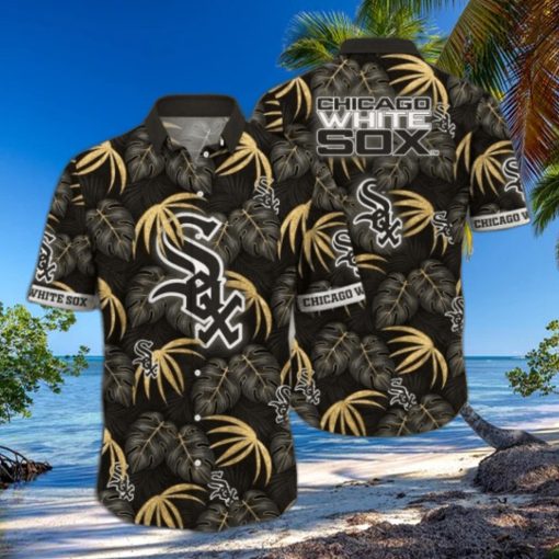 Chicago White Sox Tropical Gold Leaf Aloha Shirt