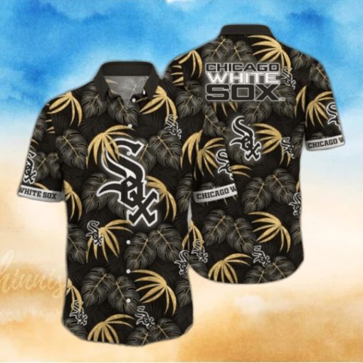 Chicago White Sox Tropical Gold Leaf Aloha Shirt