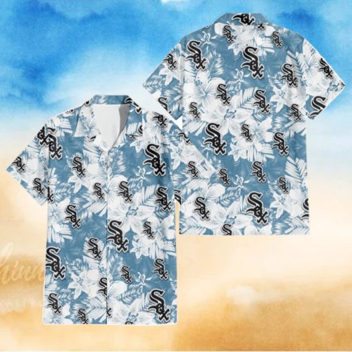 Chicago White Sox White Hibiscus Orchid Light Blue Background 3D Hawaiian Shirt Gift For Fans