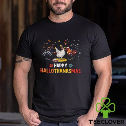 Chicken Halloween Happy Hallothanksmas Autumn Thanksgiving T Shirt