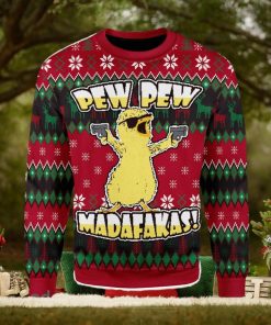 Chicken Pew Pew Madafakas Funny Chicken Gangster Meme Ugly Christmas Sweater Xmas Gift Men And Women Christmas Sweater