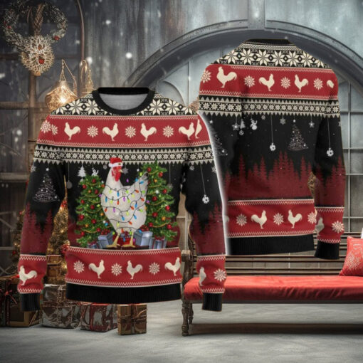 Chicken Santa Christmas Ugly Sweater, Funny Xmas Gift for Chicken Lovers