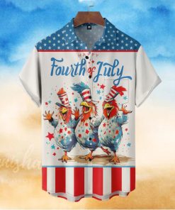 Chickens Happy Fourth Of July Short Sleeve Hawaiian Shirt