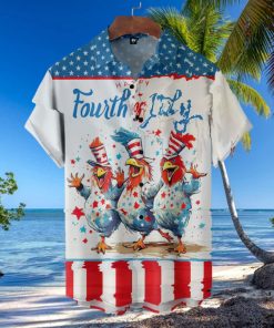Chickens Happy Fourth Of July Short Sleeve Hawaiian Shirt