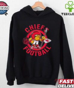Chiefs Football NFL Rush Zone Cartoon Character Shirt featuring a fun, animated design of the Chiefs' mascot and characters from the NFL Rush Zone, perfect for fans who enjoy a playful and energetic take on their team spirit.