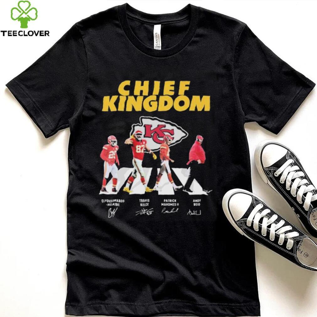 Chiefs Kingdom Clyde Edwards helaire Travis Kelce Patrick Mahomes And Andy Reid Abbey Road Signatures Shirt