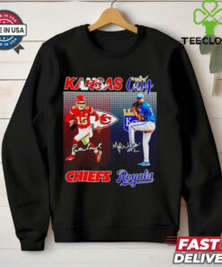 Chiefs Mahomes and Royals Michael Wacha city skyline Kansas City signatures hoodie, sweater, longsleeve, shirt v-neck, t-shirt