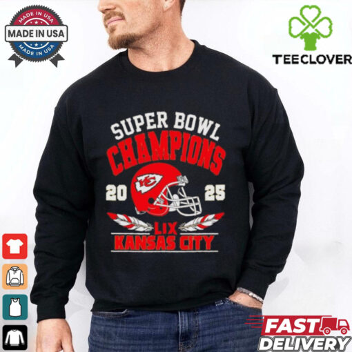 Chiefs Super Bowl Champions 2025 LIX helmet shirt