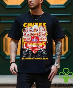 Chiefs Super Bowl LVIII Champions 2022 back to back 2023 signatures shirt