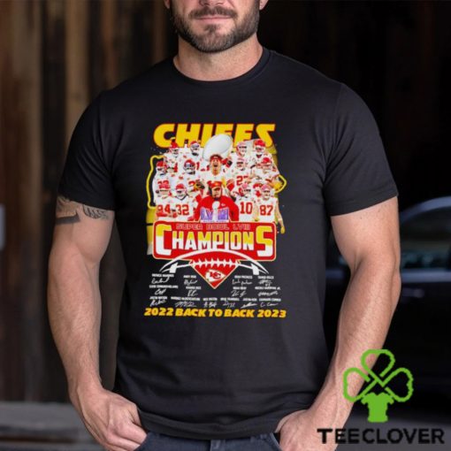 Chiefs Super Bowl LVIII Champions 2022 back to back 2023 signatures hoodie, sweater, longsleeve, shirt v-neck, t-shirt