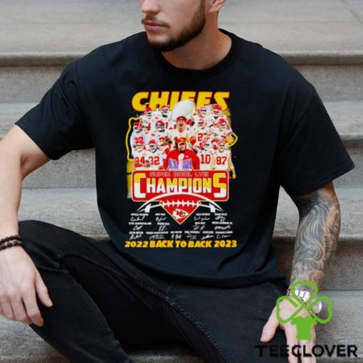 Chiefs Super Bowl LVIII Champions 2022 back to back 2023 signatures hoodie, sweater, longsleeve, shirt v-neck, t-shirt