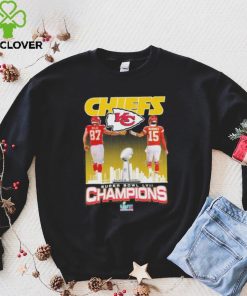 Chiefs super Bowl LVII champions signatures Kelce and Mahomes shirt