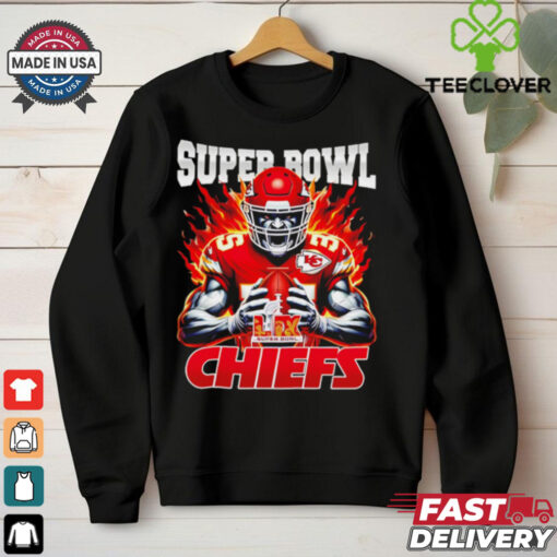 Chiefs vs. Eagles Super Bowl LIX Burning Warrior scream Chiefs shirt