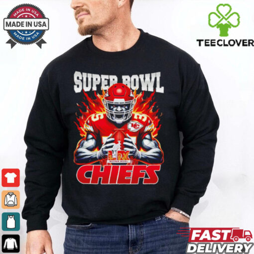Chiefs vs. Eagles Super Bowl LIX Burning Warrior scream Chiefs shirt