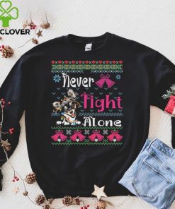 Chihuahua Christmas Never Fight Alone Breast Cancer With Chihuahua Ladies T Shirt