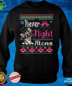 Chihuahua Christmas Never Fight Alone Breast Cancer With Chihuahua Ladies T Shirt