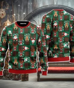 Chihuahua Reindeer Costume With Santa And Deer Christmas Unisex Ugly Sweater