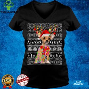 Chihuahua Ugly Christmas Reindeer Lights Funny For Dog Lover T Shirt