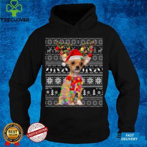 Chihuahua Ugly Christmas Reindeer Lights Funny For Dog Lover T Shirt