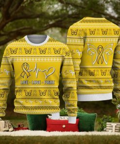 Childhood Cancer Christmas Sweatshirt Nordic Seamless Knitted Sweater Trending For Men And Women Gift Holidays