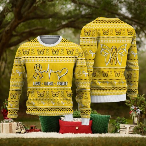 Childhood Cancer Christmas Sweatshirt Nordic Seamless Knitted Sweater Trending For Men And Women Gift Holidays