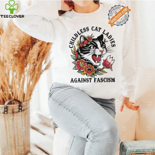 Childless Cat Lady Sweathoodie, sweater, longsleeve, shirt v-neck, t-shirt Shirt Childless Cat Ladies Against Fascism Shirt